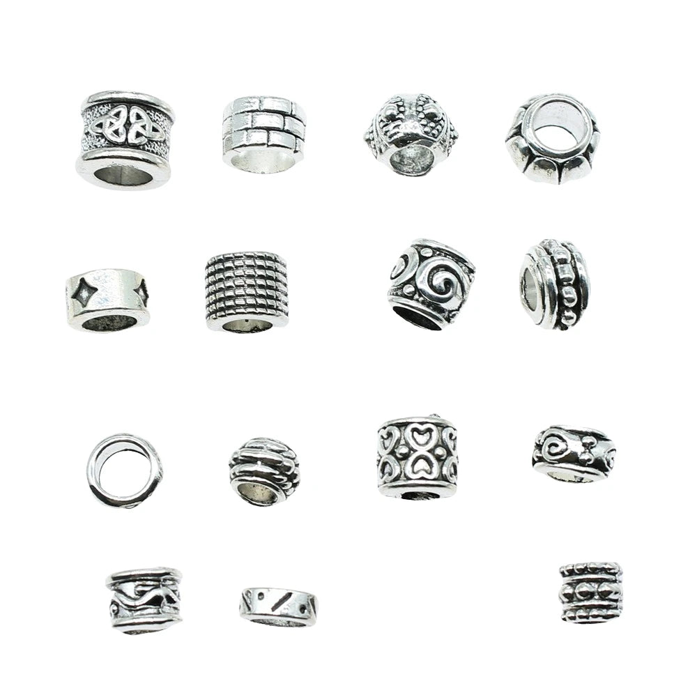 20pcs Spacer Beads Charms Antique Silver Color Big Hole Spacer Beads Charms Pendants For Bracelets Jewelry Making