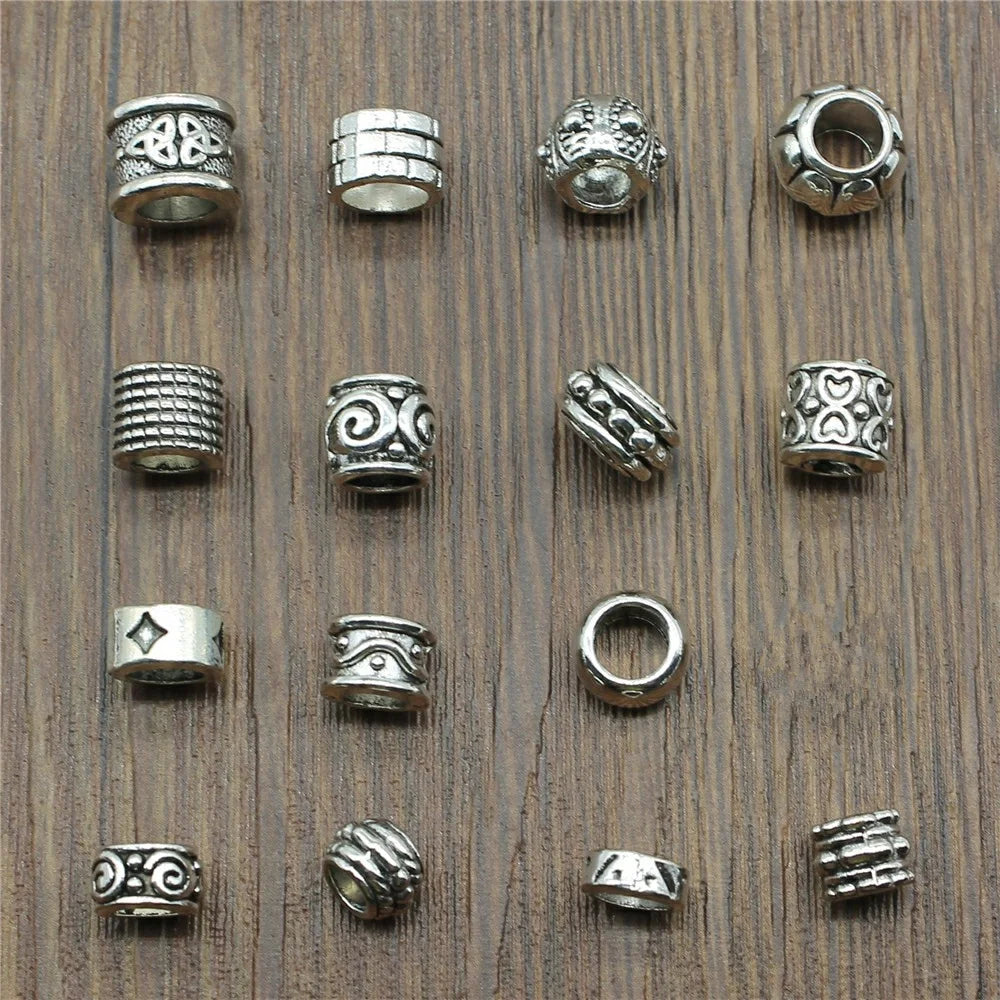 20pcs Spacer Beads Charms Antique Silver Color Big Hole Spacer Beads Charms Pendants For Bracelets Jewelry Making