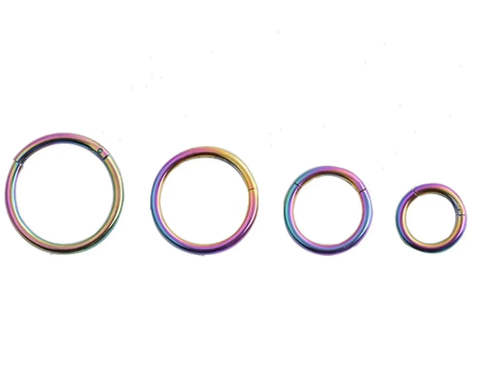 5pcs Titanium Hinged Septum Clicker Segment Nose Ring Lip Ear Cartilage Ear Helix Body Piercing Jewelry Surgical Steel Ring Hoop