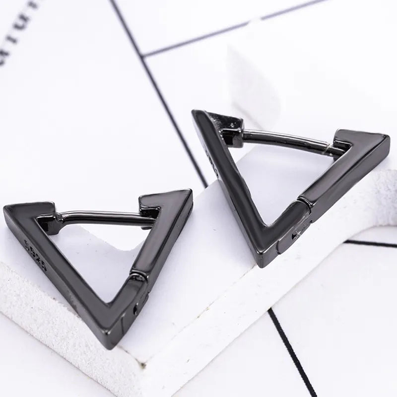 1 Pairs Punk Stainless Steel Stud Earrings Black Earrings Set For Men Women Vintage Hip Hop Piercing Ear Jewelry Accessories