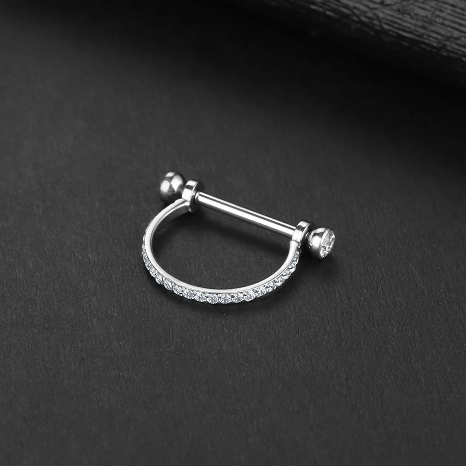 1Pc Stainless Steel Punk CZ Ear Tragus Piercing Cartilage Helix Earrings for Women Daith Helix Rook Conch Ear Stud Body Jewelry