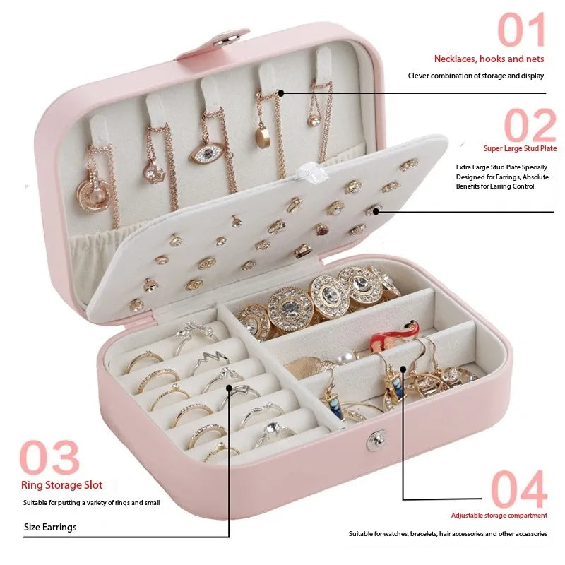 Double-Layer Jewelry Storage Box Portable Travel Jewelry Holder Organizer Storage Display Ring Necklace Stand For Jewelry