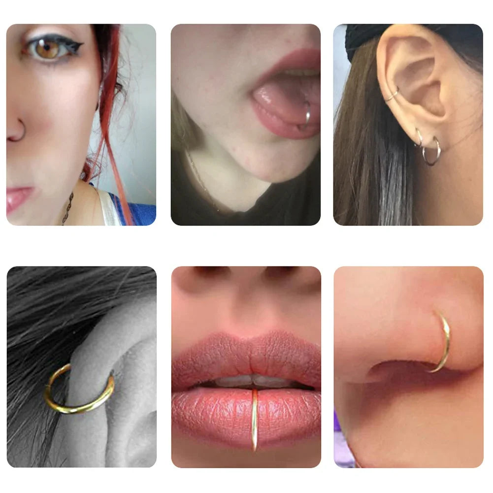 5pcs Titanium Hinged Septum Clicker Segment Nose Ring Lip Ear Cartilage Ear Helix Body Piercing Jewelry Surgical Steel Ring Hoop