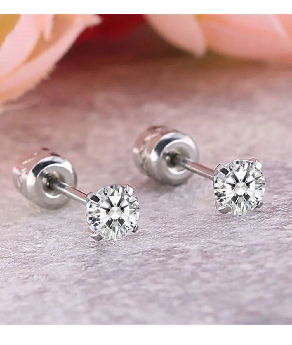 1 piece Medical Stainless steel Crystal Zircon Ear Studs Earrings Tragus Cartilage Hypoallergenic Screws Piercing Jewelry